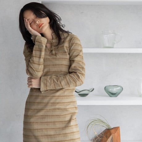 【nokcha original】jacquard lady dress/beige_nd0117
