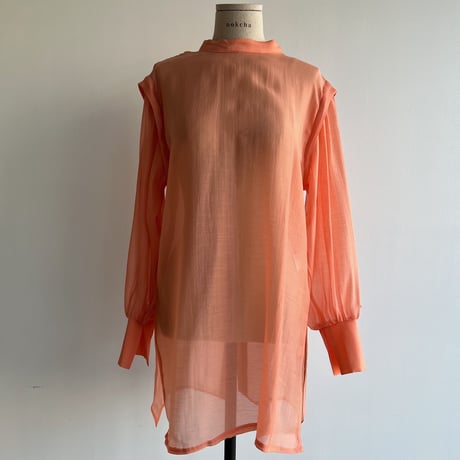 【nokcha original】2way volume sheer blouse/apricot orange_nb0046