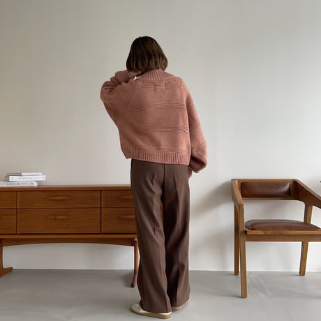 【nokcha original】zip up over knit/pink_nt1185