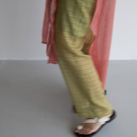 【nokcha original】check sheer pants/light green_np0598