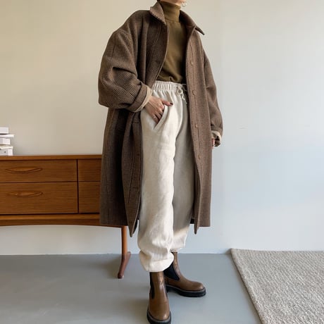 【nokcha original】hounds tooth check coat/brown_no0175