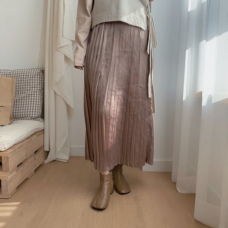 ✳︎予約販売✳︎shiny pleats skirt/2colors _ns0016