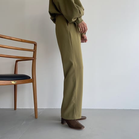 【nokcha original】 quality two tuck wide pants/green tee_np0466
