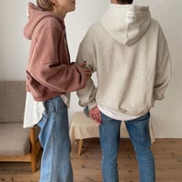 【nokcha original】unisex label hood pullover/oatmeal_nt0725