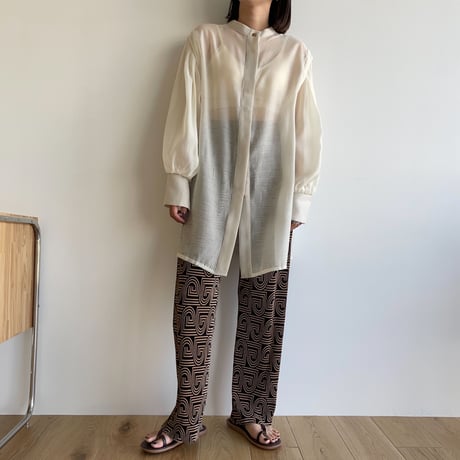 【nokcha original】2way volume sheer blouse/ivory_nb0049