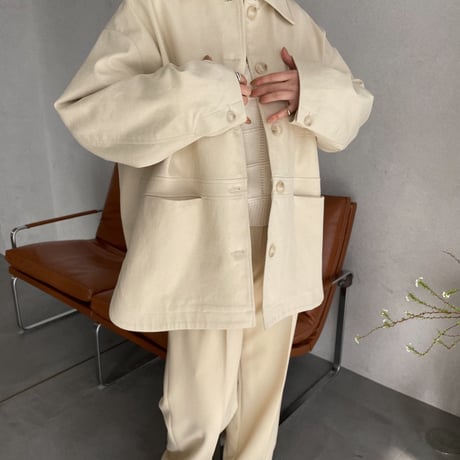 【nokcha original】twill over jacket/ivory_no0198