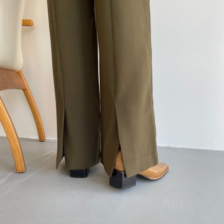 【nokcha original】back slit long pants/deep khaki_np0453