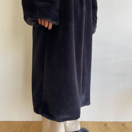 【nokcha original】long fur coat/navy black_no0240