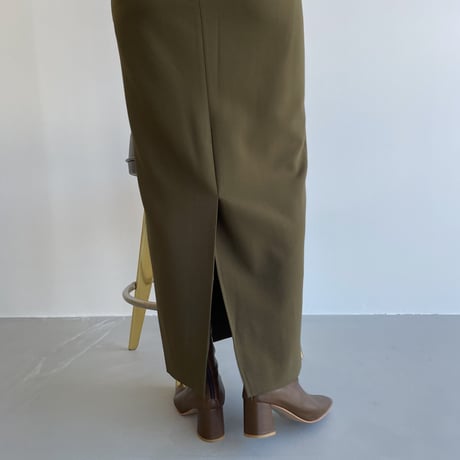 【nokcha original】stitch long skirt/khaki_ns0060