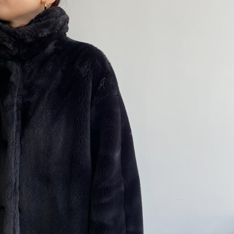【nokcha original】long fur coat/navy black_no0240