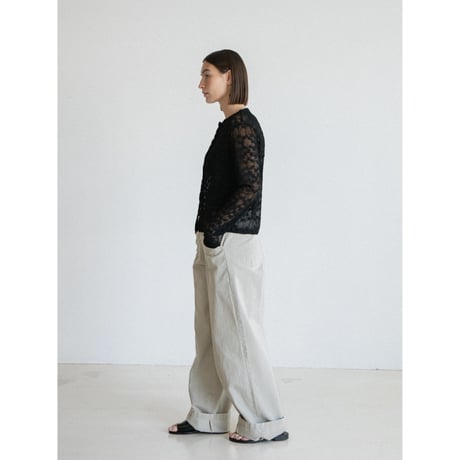 《予約販売》jacquard sheer no collar cardigan/2colors_nt2566