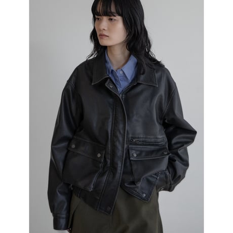 《予約販売》vintage like mannish fake leather jacket/2colors_no0424