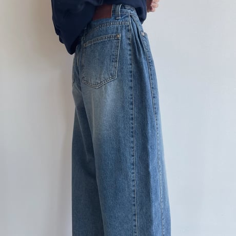 《予約販売》side tuck wide jeans/2colors_nj0096