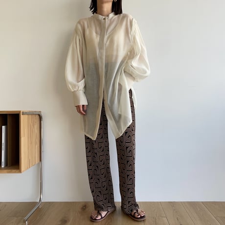 【nokcha original】2way volume sheer blouse/ivory_nb0049