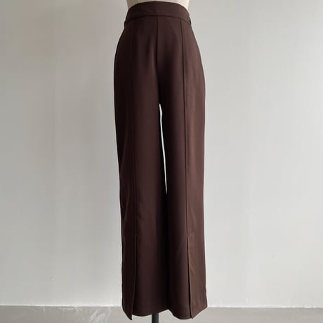 【nokcha original】satin slit pants/brown_np0456