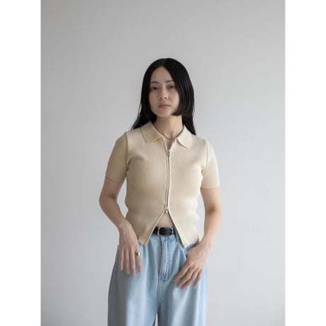《予約販売》2way zip summer lib knit tops/2colors_nt2080