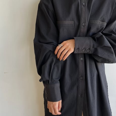 【nokcha original】jacquard round shirt/black_nb0091