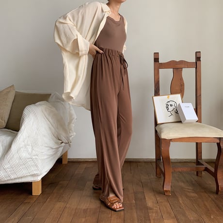 【nokcha original】material lady pants/brown_np0244