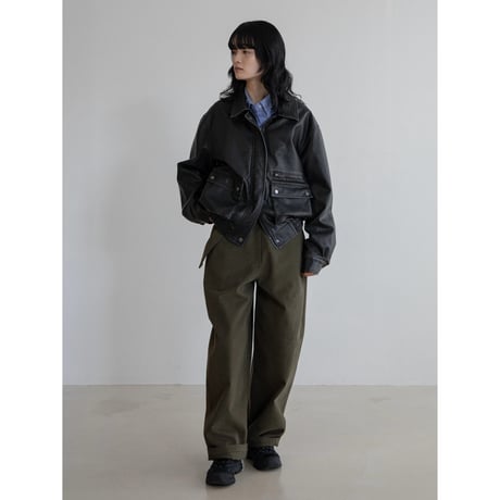 《予約販売》vintage like mannish fake leather jacket/2colors_no0424