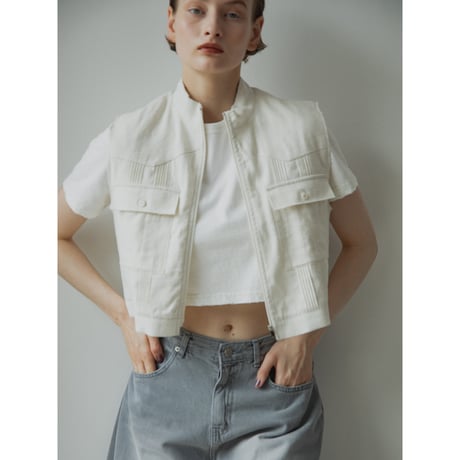 - AUTHENTIC series - material linen vest/ivory_an0041