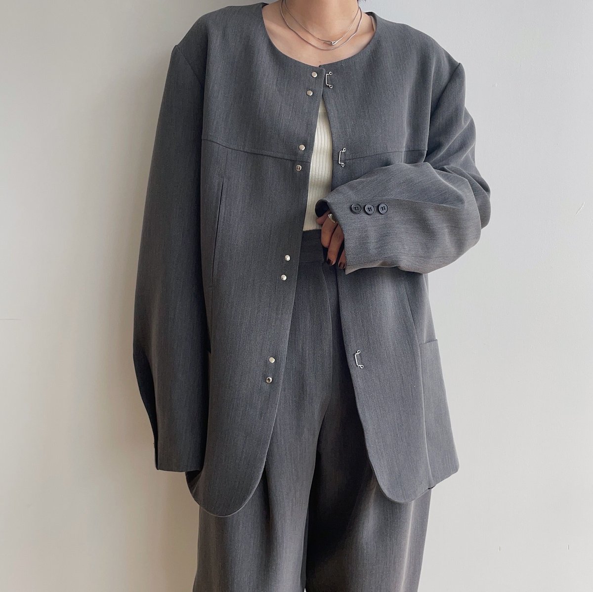 nokcha original】mannish jacket/melange gray_no