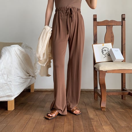 【nokcha original】material lady pants/brown_np0244