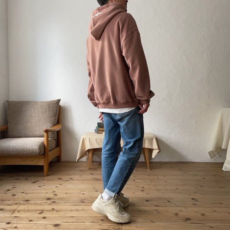 【nokcha original】unisex label hood pullover/dark pink_nt0736