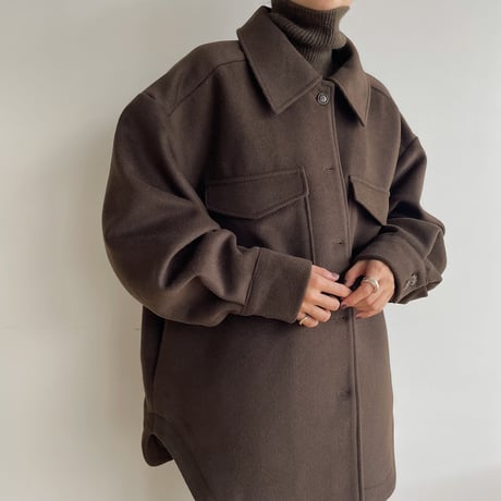 【nokcha original】twill shirt jacket/deep brown_no0247