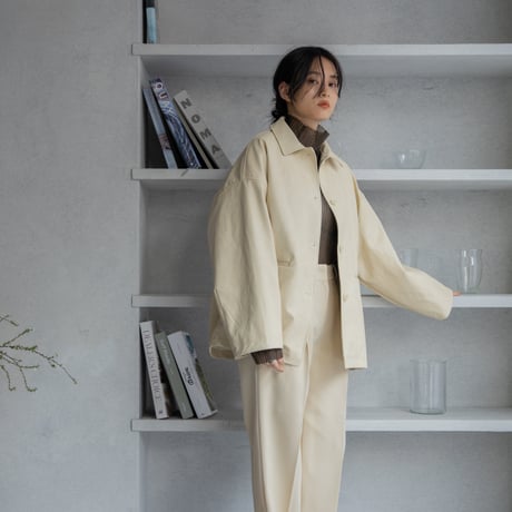 【nokcha original】eco leather over jacket/ivory_no0197