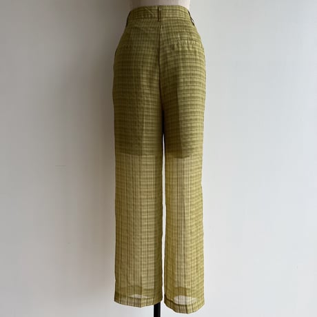 【nokcha original】check sheer pants/light green_np0598