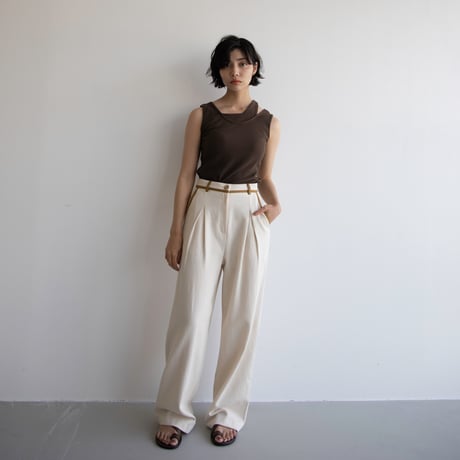 【nokcha original】piping pants/ivory_np0594