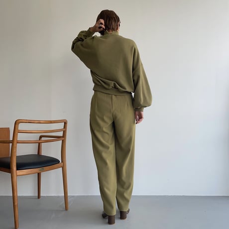 【nokcha original】 quality two tuck wide pants/green tee_np0466