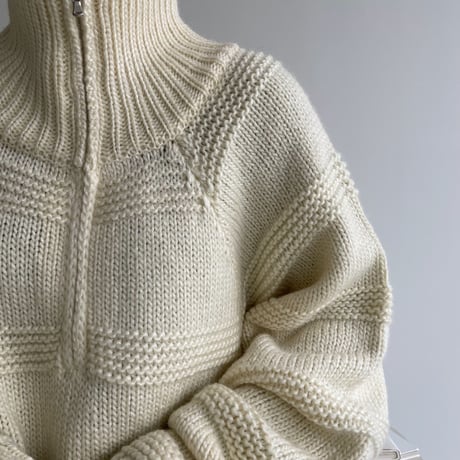 【nokcha original】zip up over knit/ivory_nt1174