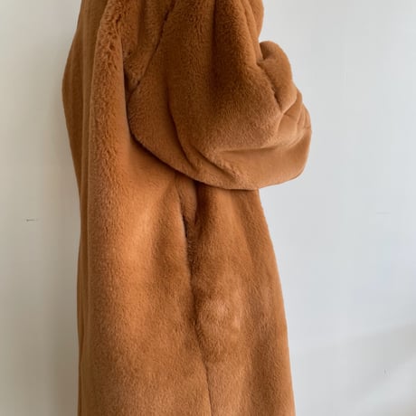 【nokcha original】long fur coat/camel orange_no0239
