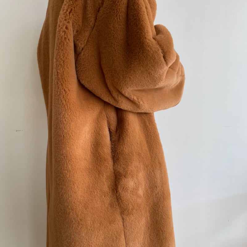 nokcha original】long fur coat/camel orange_no0