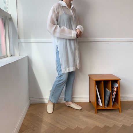 ✳︎予約販売✳︎sheer  slit shirt/2colors_nb0002