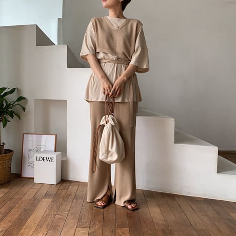 【nokcha original】quality linen knit pants/beige_np0211