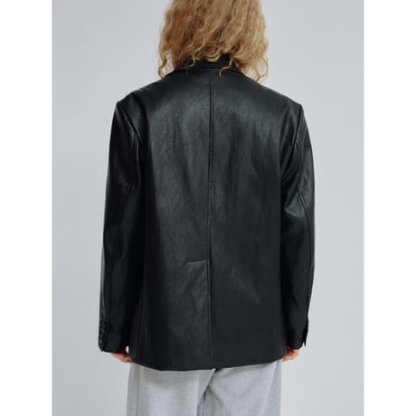 - AUTHENTIC series - double breasted fake leather jacket/black_an0057