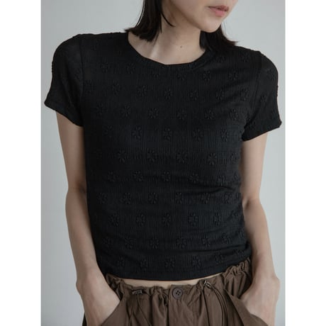 《予約販売》flower accent sheer tee/2colors_nt2318