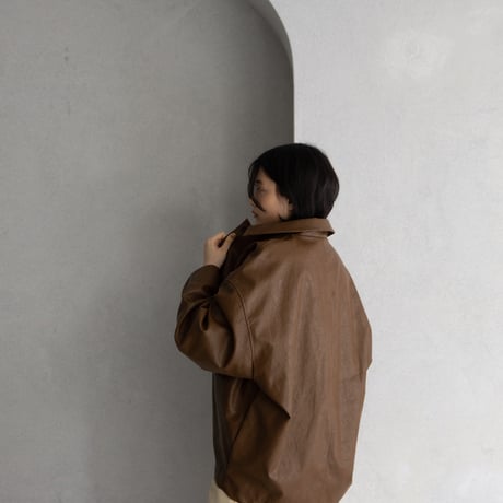 【nokcha original】eco leather over jacket/brown_no0196