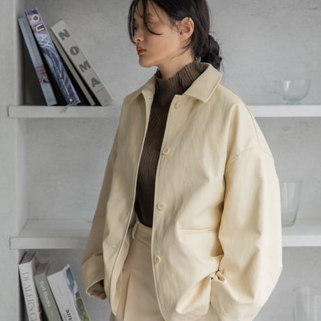 【nokcha original】eco leather over jacket/ivory_no0197