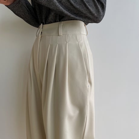 【nokcha original】three tuck wide pants/ivory_np0766