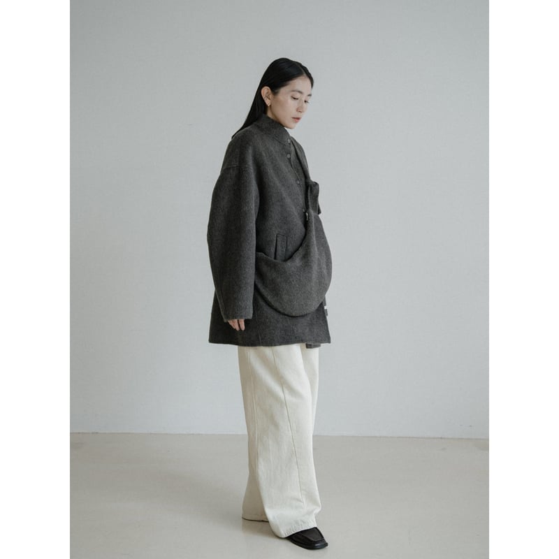 NOKCHA bag set half coat｜nokcha bag set half coat charcoal gray