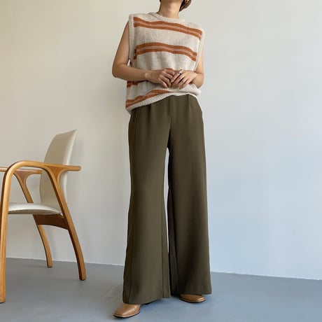 【nokcha original】back slit long pants/deep khaki_np0453