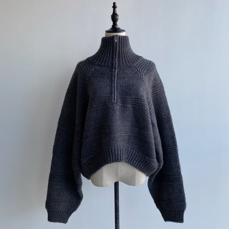 【nokcha original】zip up over knit/charcoal_nt1184