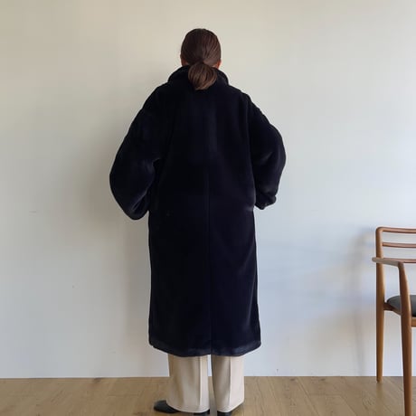 【nokcha original】long fur coat/navy black_no0240