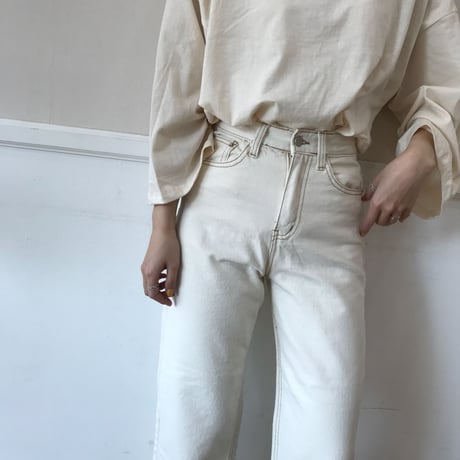 ＊予約販売＊ステッチパンツ/アイボリー_np0001