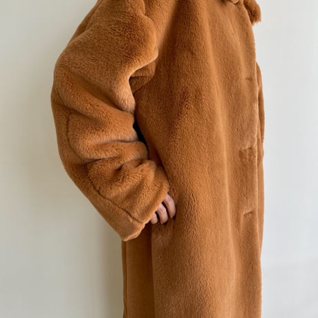 【nokcha original】long fur coat/camel orange_no0239