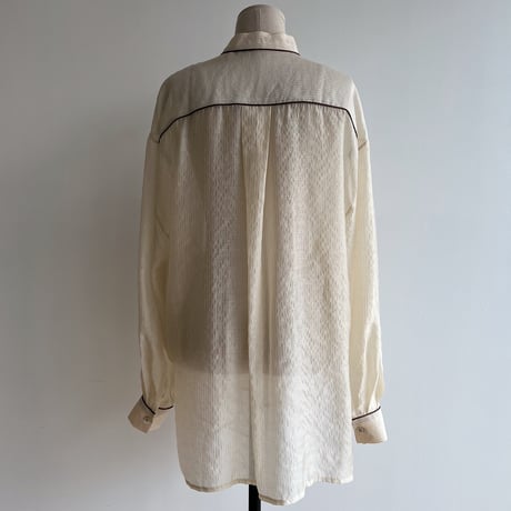 【nokcha original】piping sheer blouse/ivory_nb0055