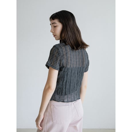 《予約販売》croped sheer check shirt/2colors_nb0378